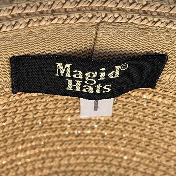 New Magid Hats Brown Black UPF 50+ Striped Straw Sun Hat One Size main image 5